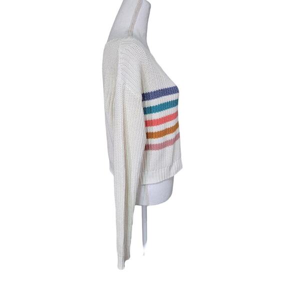 Aeropostale Striped Sweater Size Medium Off White Preppy Y2K Rainbow Casual - Picture 4 of 9